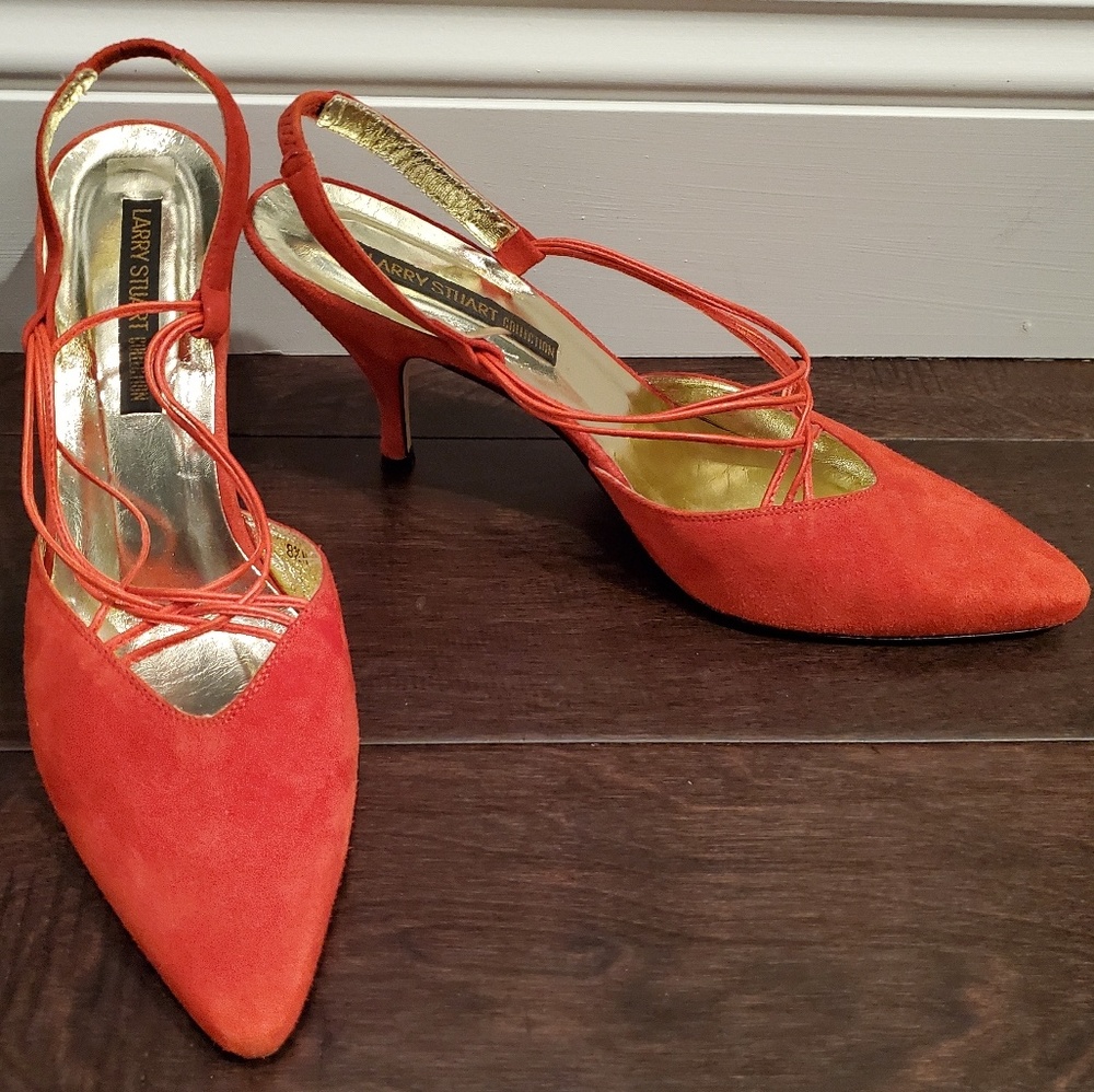 Larry Stuart Collection Red Suede Slingback Kitten